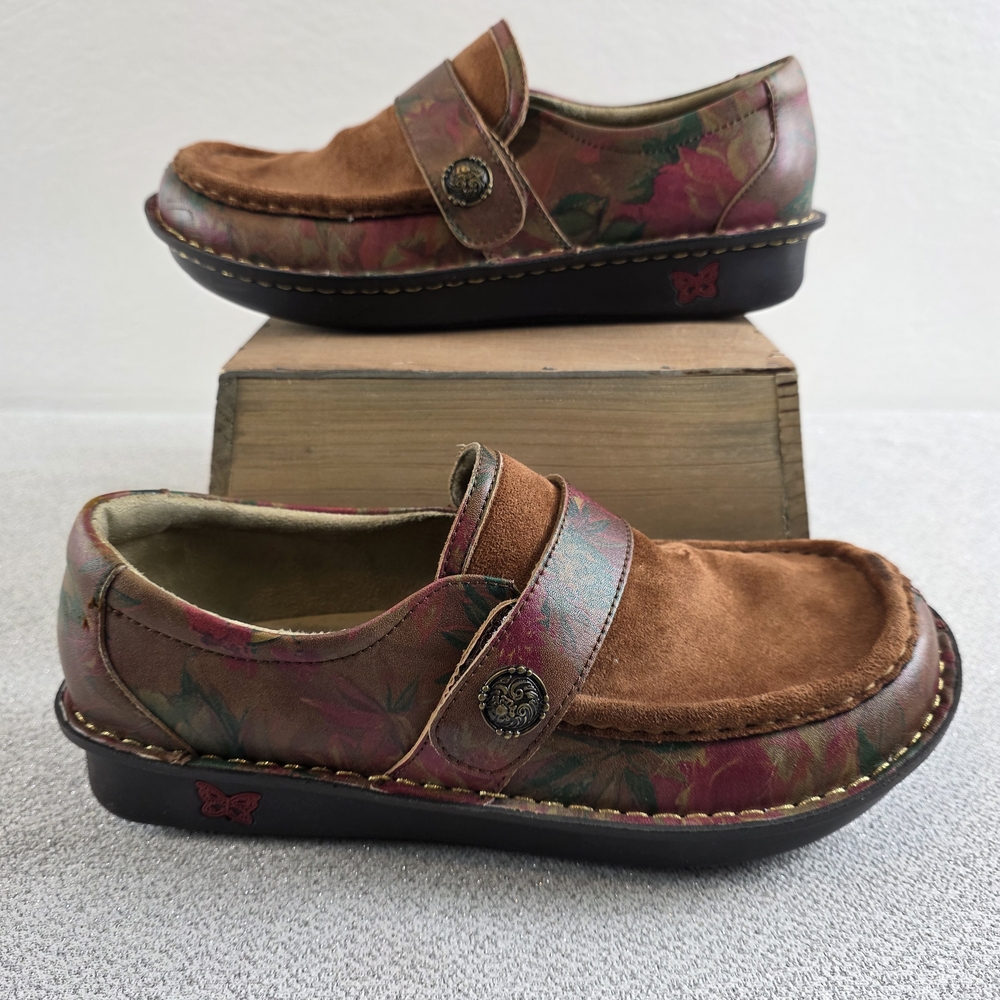Alegria Marie Southwestern Romance Slip On Loafers Shoes Brown Wmn's 10.5-11